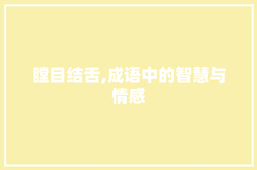 瞠目结舌,成语中的智慧与情感
