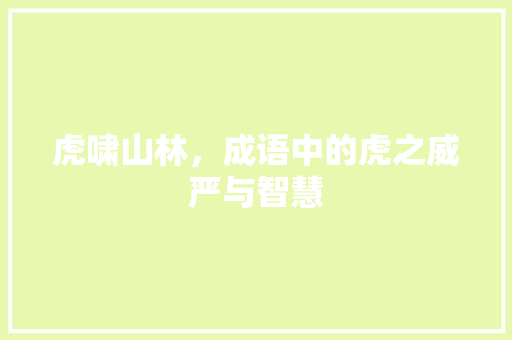 虎啸山林，成语中的虎之威严与智慧