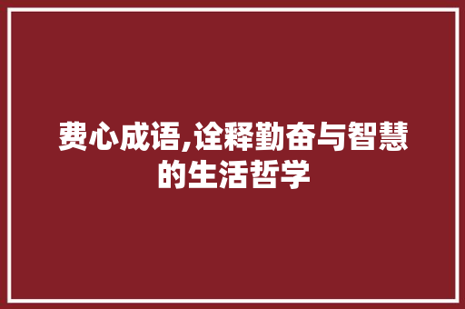 费心成语,诠释勤奋与智慧的生活哲学 成语汇编
