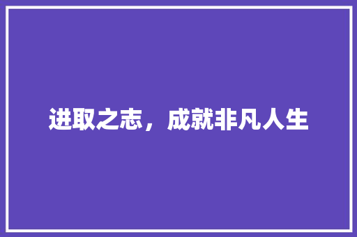 进取之志，成就非凡人生