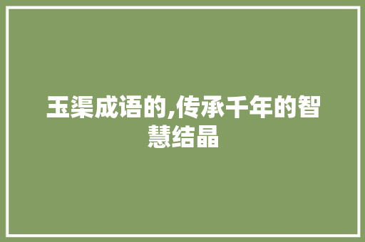 玉渠成语的,传承千年的智慧结晶