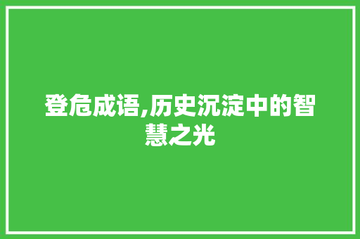 登危成语,历史沉淀中的智慧之光
