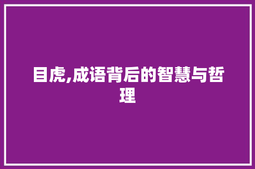 目虎,成语背后的智慧与哲理