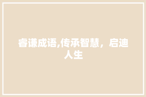 睿谦成语,传承智慧，启迪人生