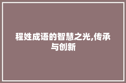 程姓成语的智慧之光,传承与创新