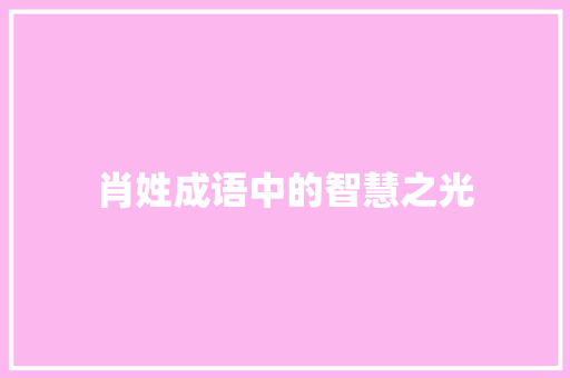 肖姓成语中的智慧之光