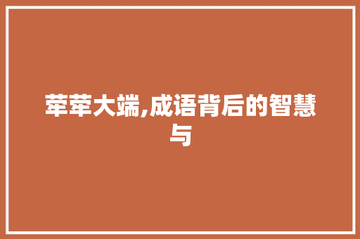 荦荦大端,成语背后的智慧与