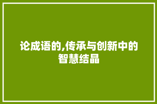 论成语的,传承与创新中的智慧结晶 英语单词
