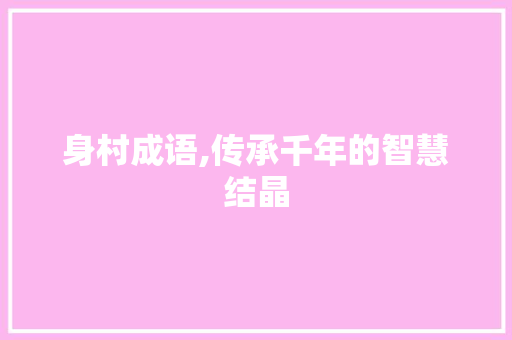 身村成语,传承千年的智慧结晶