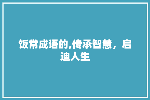 饭常成语的,传承智慧，启迪人生