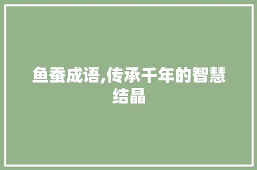 鱼蚕成语,传承千年的智慧结晶