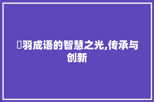 鳯羽成语的智慧之光,传承与创新