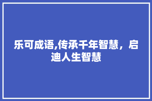 乐可成语,传承千年智慧，启迪人生智慧 古代典籍