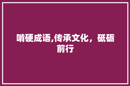 啃硬成语,传承文化，砥砺前行