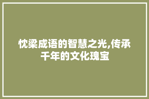 忱梁成语的智慧之光,传承千年的文化瑰宝
