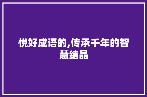 悦好成语的,传承千年的智慧结晶