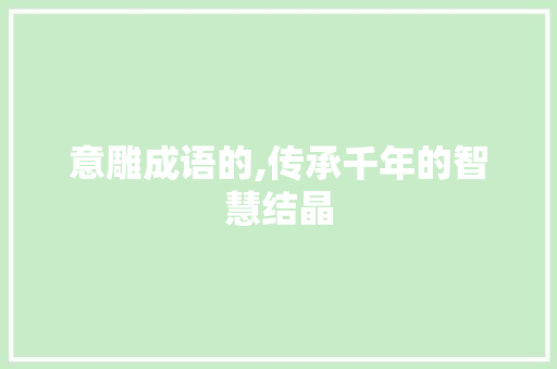 意雕成语的,传承千年的智慧结晶
