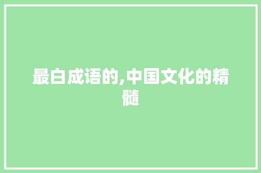 最白成语的,中国文化的精髓