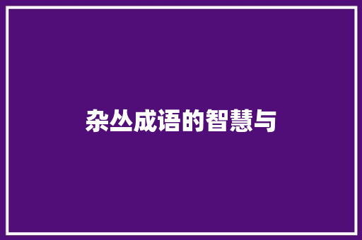 杂丛成语的智慧与 反义词汇