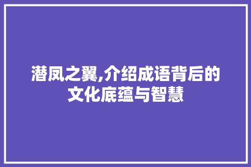 潜凤之翼,介绍成语背后的文化底蕴与智慧