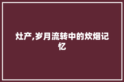 灶产,岁月流转中的炊烟记忆