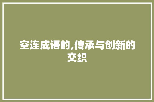 空连成语的,传承与创新的交织