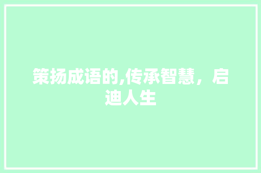 策扬成语的,传承智慧，启迪人生