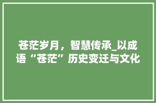 苍茫岁月，智慧传承_以成语“苍茫”历史变迁与文化底蕴
