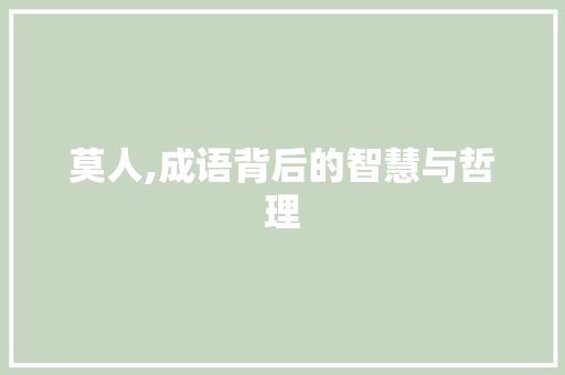 莫人,成语背后的智慧与哲理 近义词汇