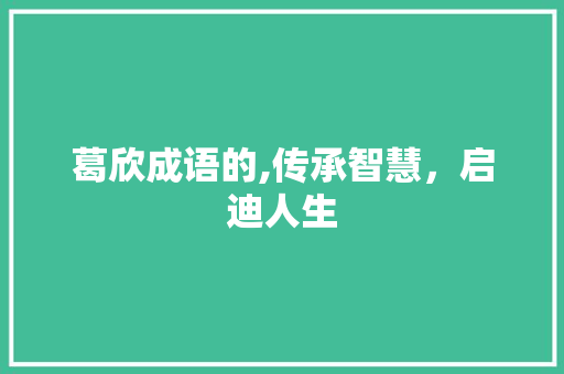 葛欣成语的,传承智慧，启迪人生