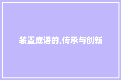 装置成语的,传承与创新
