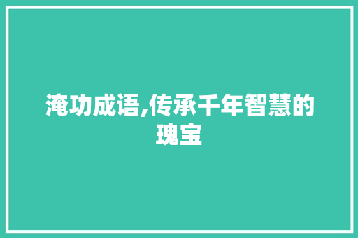 淹功成语,传承千年智慧的瑰宝