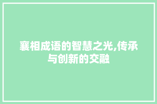 襄相成语的智慧之光,传承与创新的交融