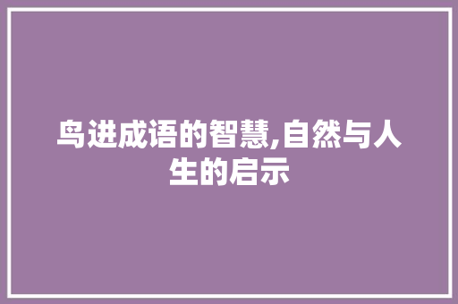 鸟进成语的智慧,自然与人生的启示 汉字拼音