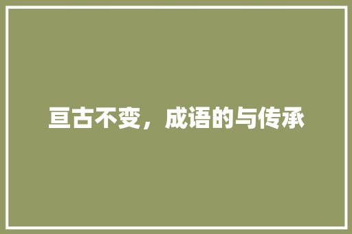 亘古不变，成语的与传承