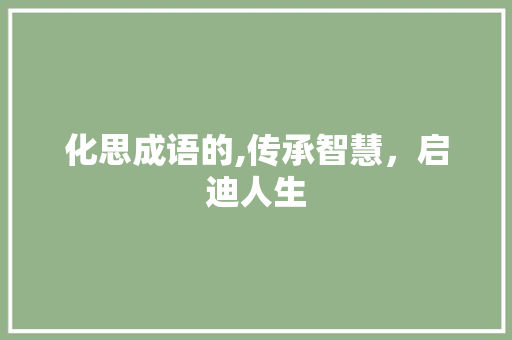 化思成语的,传承智慧，启迪人生