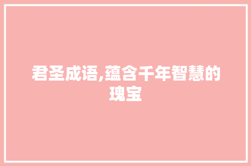 君圣成语,蕴含千年智慧的瑰宝
