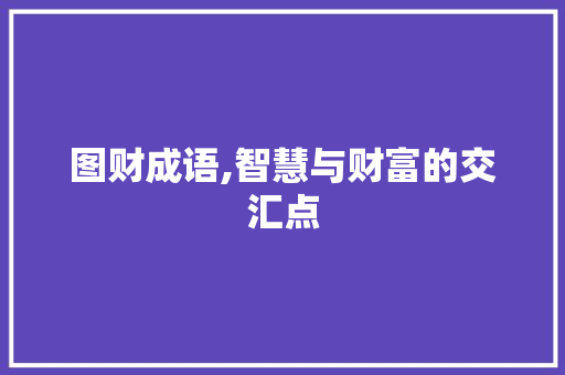 图财成语,智慧与财富的交汇点