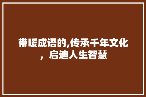 带暖成语的,传承千年文化，启迪人生智慧