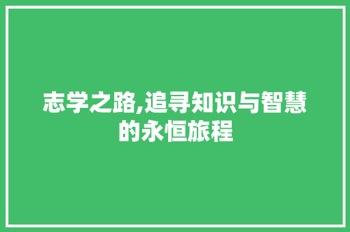 志学之路,追寻知识与智慧的永恒旅程