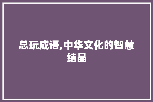 总玩成语,中华文化的智慧结晶 问答