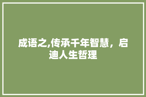 成语之,传承千年智慧，启迪人生哲理