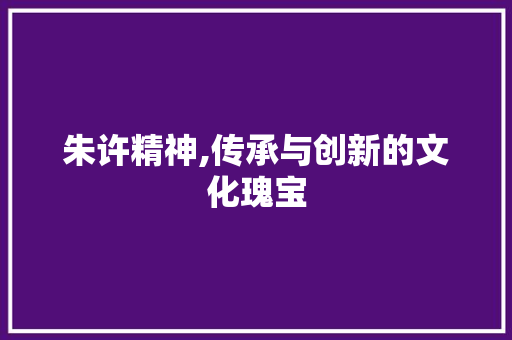 朱许精神,传承与创新的文化瑰宝