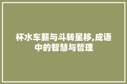 杯水车薪与斗转星移,成语中的智慧与哲理
