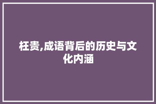 枉贵,成语背后的历史与文化内涵 反义词汇
