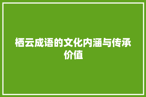 栖云成语的文化内涵与传承价值