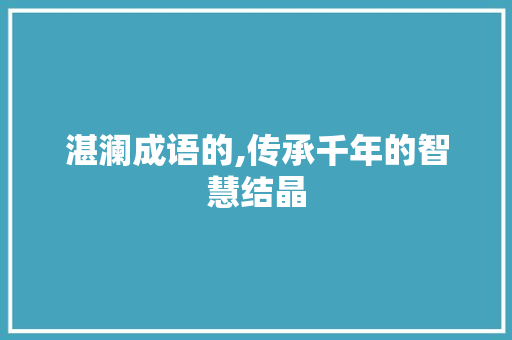 湛澜成语的,传承千年的智慧结晶 成语汇编