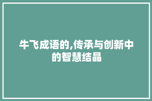 牛飞成语的,传承与创新中的智慧结晶
