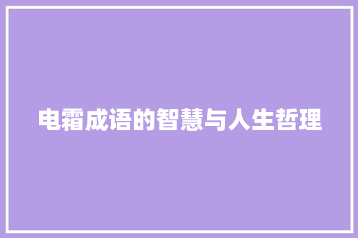 电霜成语的智慧与人生哲理