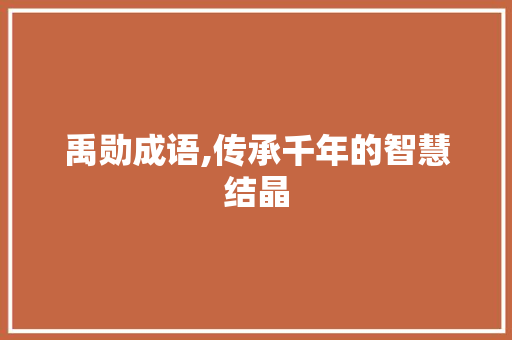 禹勋成语,传承千年的智慧结晶